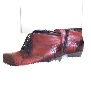 Burgundy Leather Ankle Booties